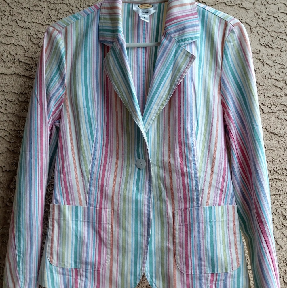 Talbot Striped Stretch Button Jacket Size 4